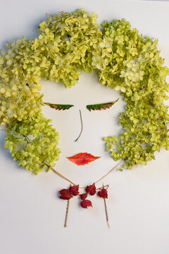 creative ideas with colorful autumnal leaves and flowers