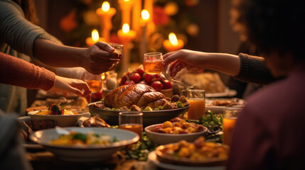 Family Celebrating Thanksgiving Holiday