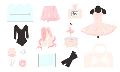 Ballet stickerpack, choreography vector illustration set