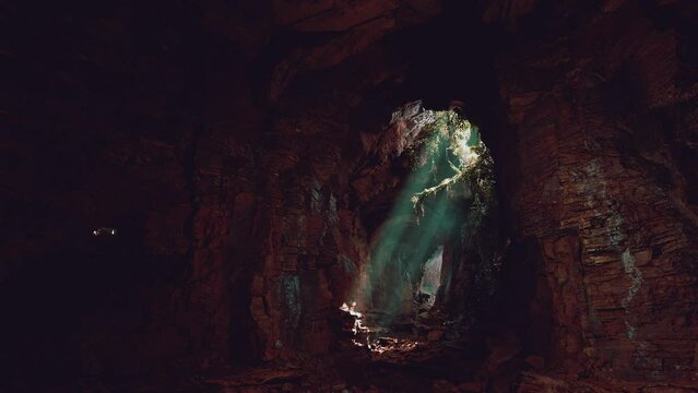 A mesmerizing cave filled with sparkling rocks