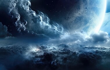 Earth and clouds in space