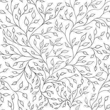 Ornamental botanical seamless pattern, leaves ornament, print, botanicel background