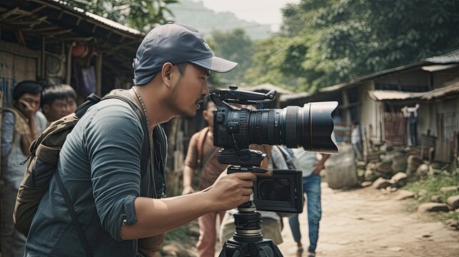  Documentary Cameraman Filming Local Artisans in a Village