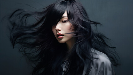 Lively hair on a gray background