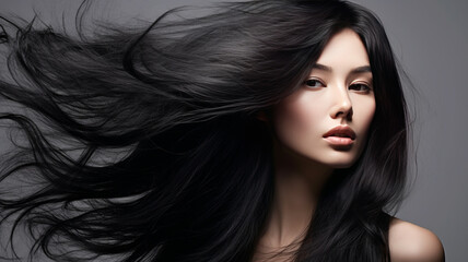Naklejka premium Lively hair on a gray background