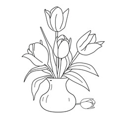 bouquet of lilies line art illustration