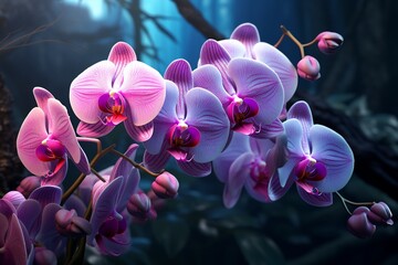 pink orchid flowers, Generative AI