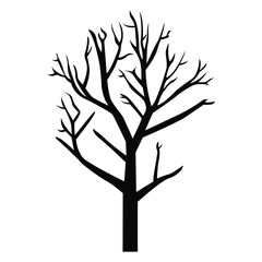 Black Creepy Halloween Tree Vector Icon - Spooky Haunted Tree Illustration