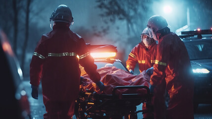 Team of EMS Paramedics React Quick to Provide Medical Help to Injured Patient