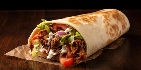 An Image Of Shawarma A Fastfood Dish Presented With A Cutout