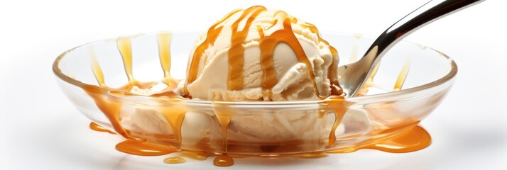 An Image Portraying A Scoop Of Ice Cream Drizzled With Syrup Presented With A Cutout