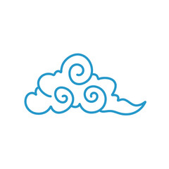 Blue clouds in Chinese style. Vector illustration