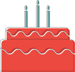 Colorful Birthday Cake Icon with Three Candles - Celebration Illustration