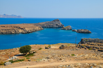 View from Lindos to the Mediterranean Sea.