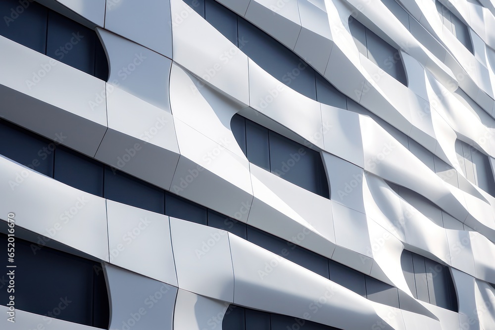 Poster a detailed view of a building showcasing its numerous windows. this image can be used to illustrate 