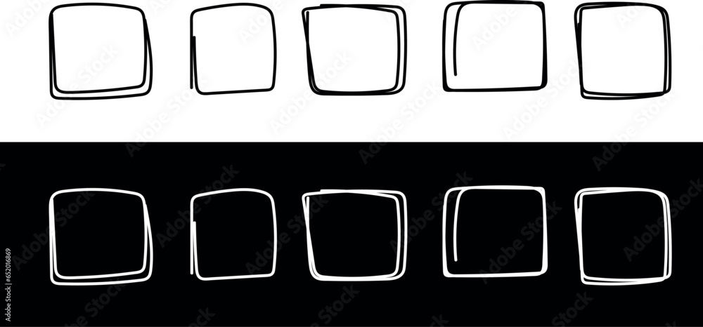 Poster hand drawn doodle square. sketch frame vector. simple doodle rectangle frame border shape.