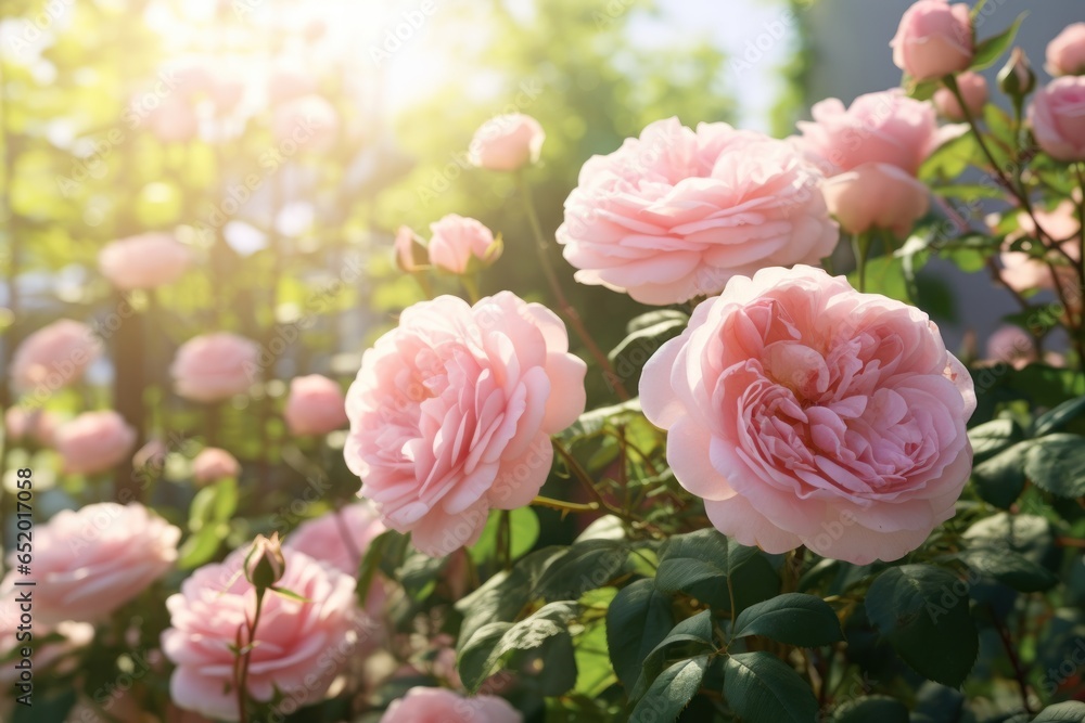 Aufkleber a beautiful bunch of pink roses in a garden. perfect for adding a touch of elegance and romance to a