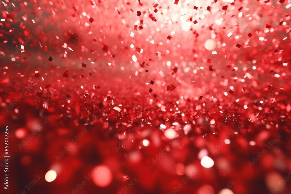 Aufkleber A vibrant image of red confetti falling from the sky. Perfect for adding a festive touch to any celebration or event.