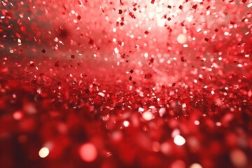 A vibrant image of red confetti falling from the sky. Perfect for adding a festive touch to any celebration or event. - obrazy, fototapety, plakaty