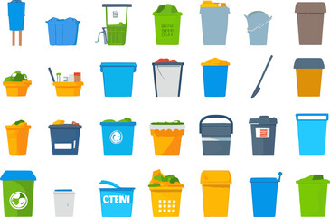 Set icons rubbish bin 