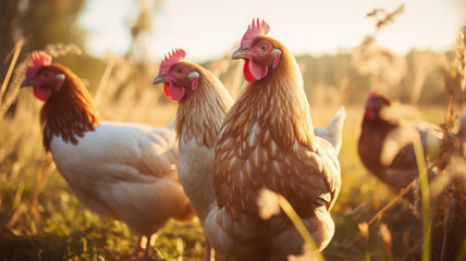 Fototapeta premium free-range chickens