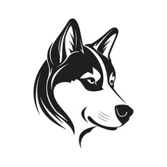 Husky dog black and white logo icon