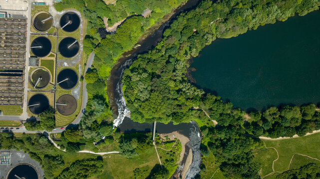 Water treatment plant. Recycling plant top view