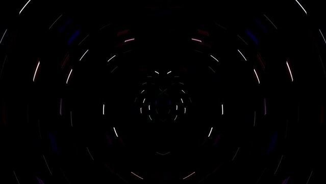Abstract background moving stripes and flashing with shining light dots. Animation with circles	
