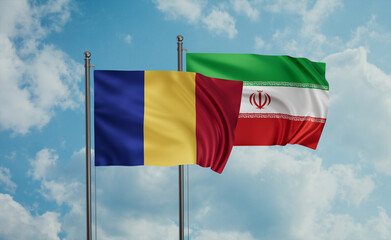 Iran and Romania flag