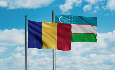 Uzbekistan and Romania flag