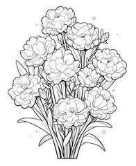 Coloring book, floral background, flowers on a white background.