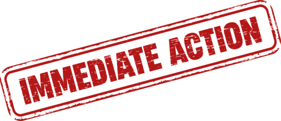 Immediate action square grunge stamp