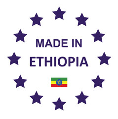 The sign is made in Ethiopia. Framed with stars with the flag of the country.