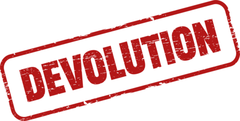 Devolution square grunge stamp