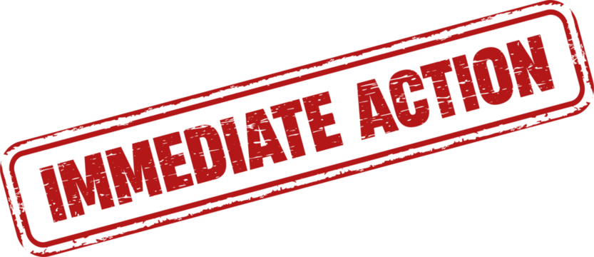 Immediate action square grunge stamp