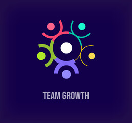 Fototapeta premium Team growth work and people, solidarity idea, modern logo. Unique color transitions. company growth logo template. vector.