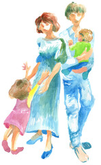 女の子と男の子の子どもがいる親子