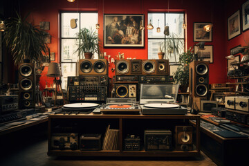 A vintage vinyl record store that hosts live music sessions and vinyl-scratching workshops....