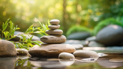zen garden stack of stones - meditation concept (Generative AI)