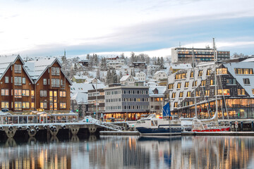 Tromso in the evening during winter, Arctic Circle, Norway