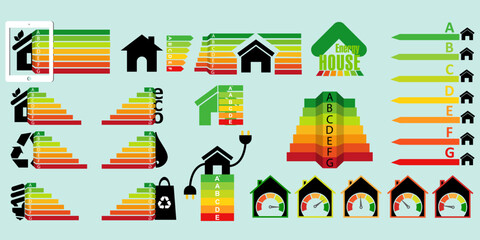 Set energy chart for concept design. Energy efficiency icon. Chart concept. Vector stock illustration.