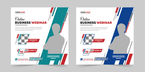 Editable business live webinar conference square social media post and digital marketing promotion advertising banner design template
