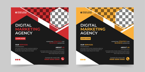 Modern Business social media post, Digital marketing agency Corporate banner promotion ads sales and discount banner vector template design.
