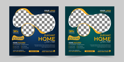 Modern Real estate house sale and home rent advertising square Social media post and promotion ads discount banner vector template design
