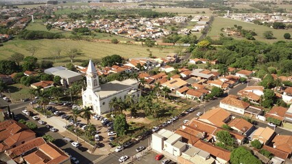 Aerial View of Cedral City with the Catholic Church in Focus, São Paulo, Brazil