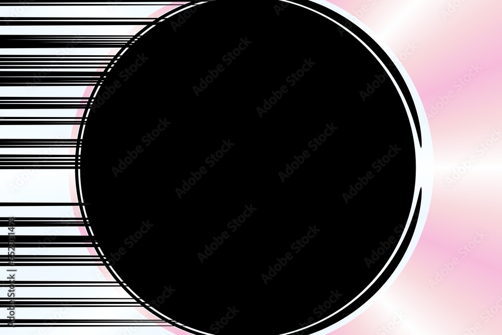 Poster gradient pink background with a black circular copy space in the center for your text or image.