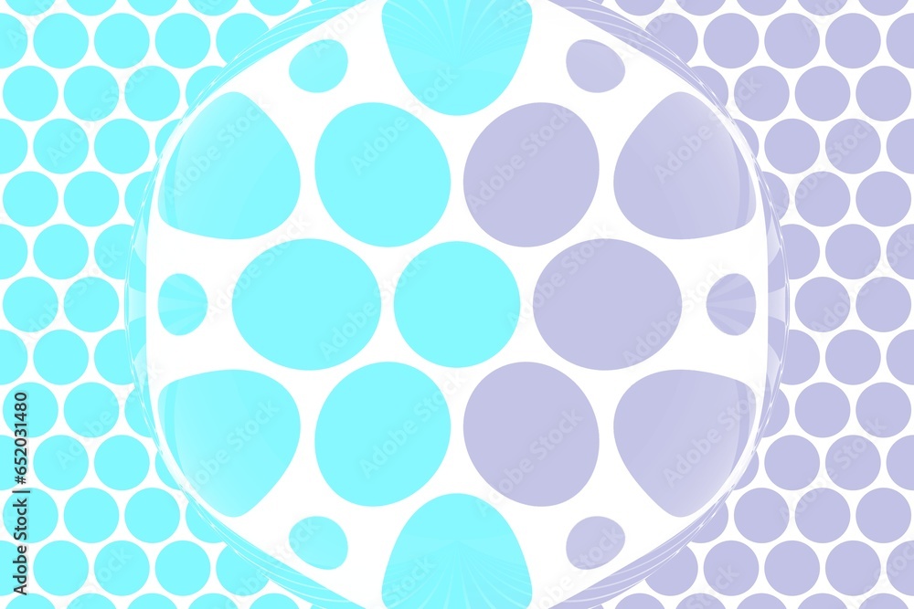 Poster abstract seamless pattern with circles and dots in blue and white colors.