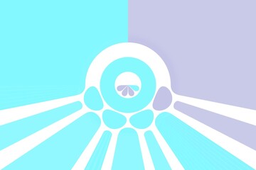 Abstract blue and white background with lines and circles, illustration