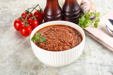 Spanish traditional gazpacho tomato soup