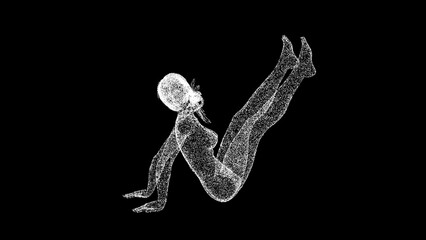 3D Sexy pinup girl on black background. Sexuality and BDSM concept. Attractive woman sitting. Business advertising backdrop. For title, text, presentation. 3d animation.